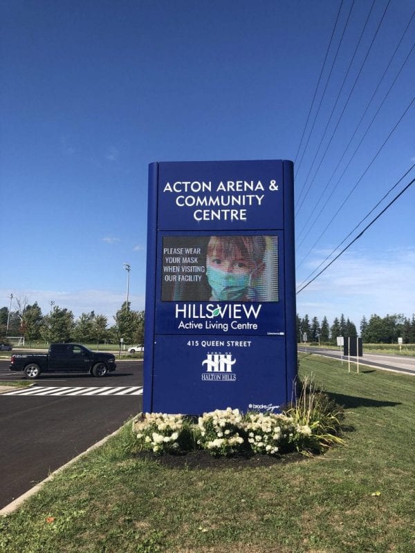 Acton Arena and community centre sign